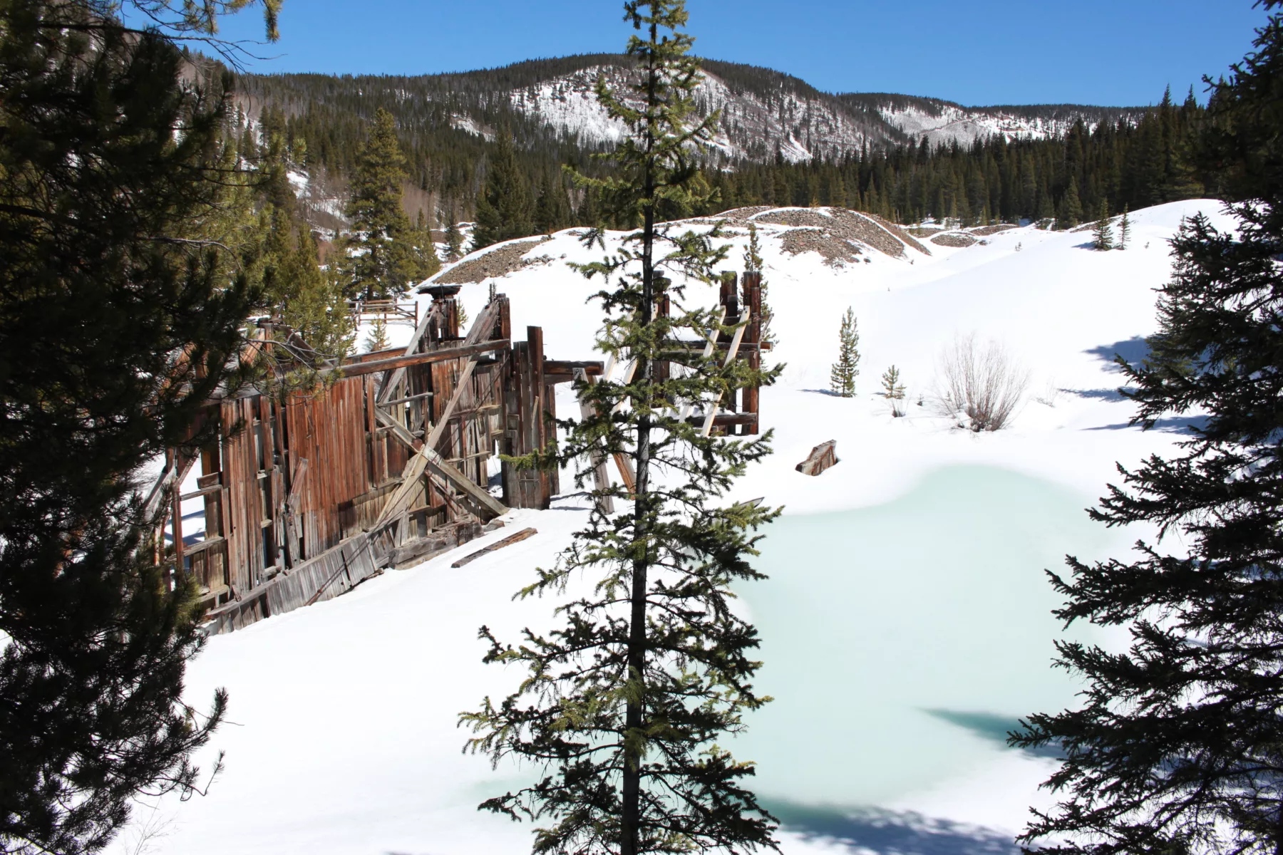 The Reiling Dredge shows through the trees off B&B Trail.