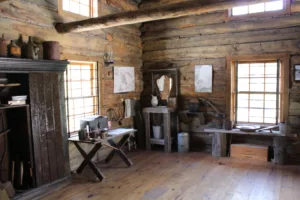 Interior of the boarding house on Iowa Hill